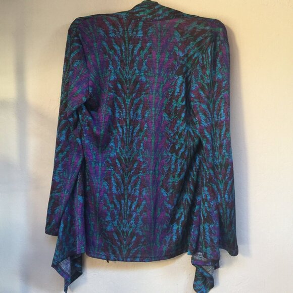 Clara Sun Woo Medium Abstract Print Shawl Collar Cardigan Sweater Lightweight - Picture 4 of 9